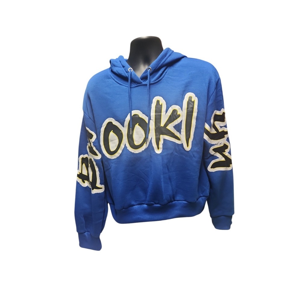 New Look Women Blue Pull Over Hoodie " Brooklyn" Size Extra Large New With Tags